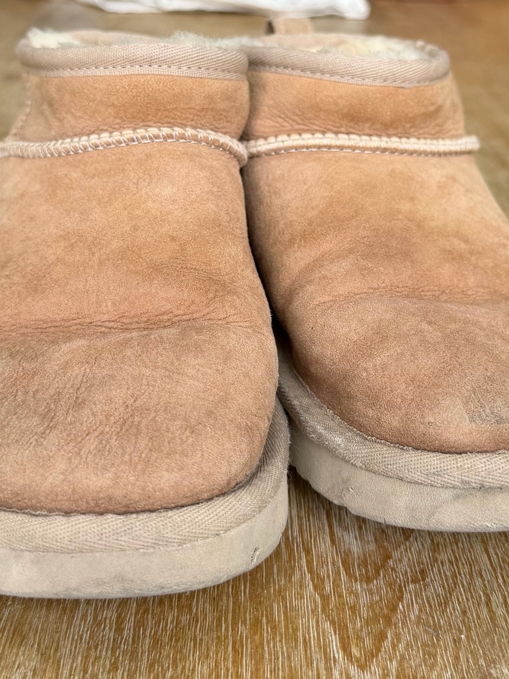 UGG Chestnut Suede Shearling-Lined Slip-On Slippers